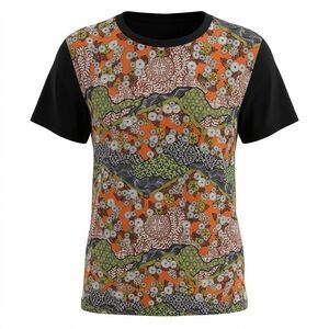 Proenza Schouler Black and Multicolour Patterned Top Size S Silk Cotton Luxury